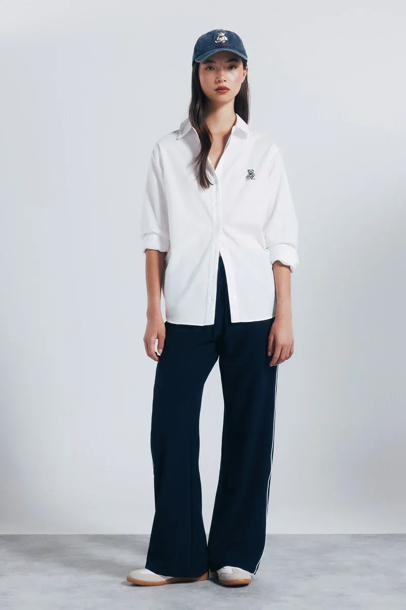 Oversized bear embroidered shirt