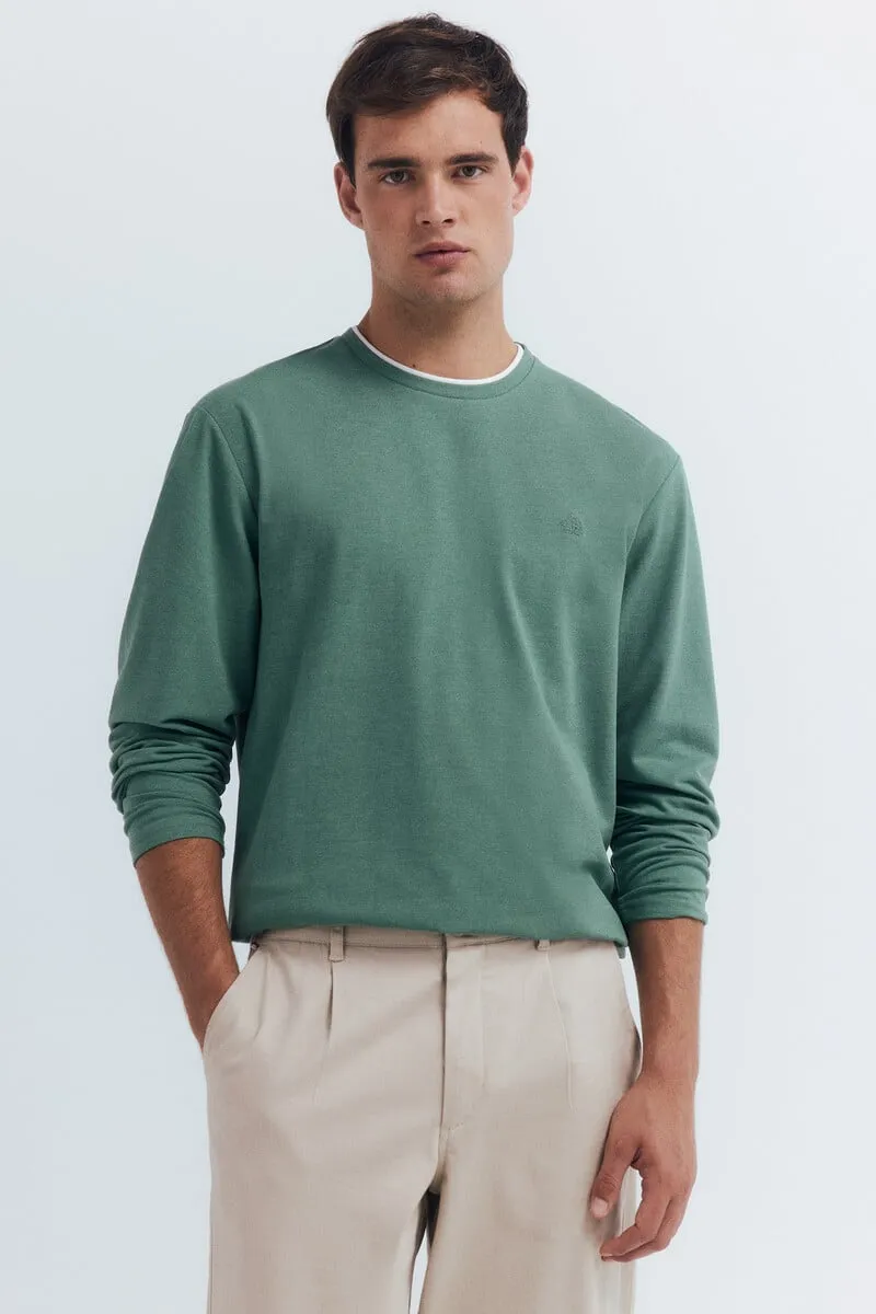 Double melange long-sleeved T-shirt