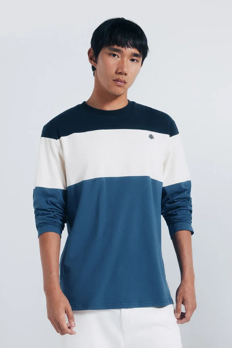 Long-sleeved piqué cut-out T-shirt