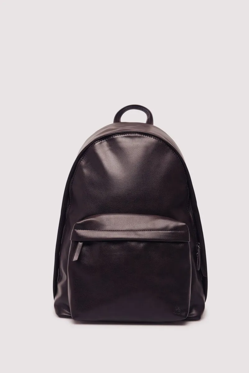 Brown leather effect casual backpack