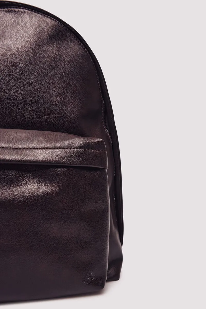 Brown leather effect casual backpack