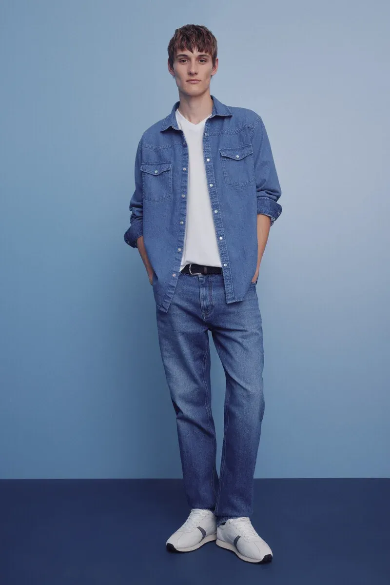 Slim fit micro-printed chino pants