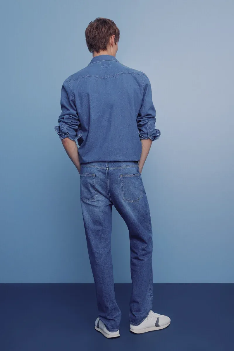 Slim fit micro-printed chino pants