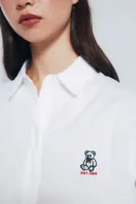 Oversized bear embroidered shirt