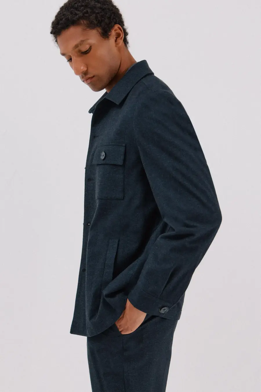 Micro-check cotton overshirt