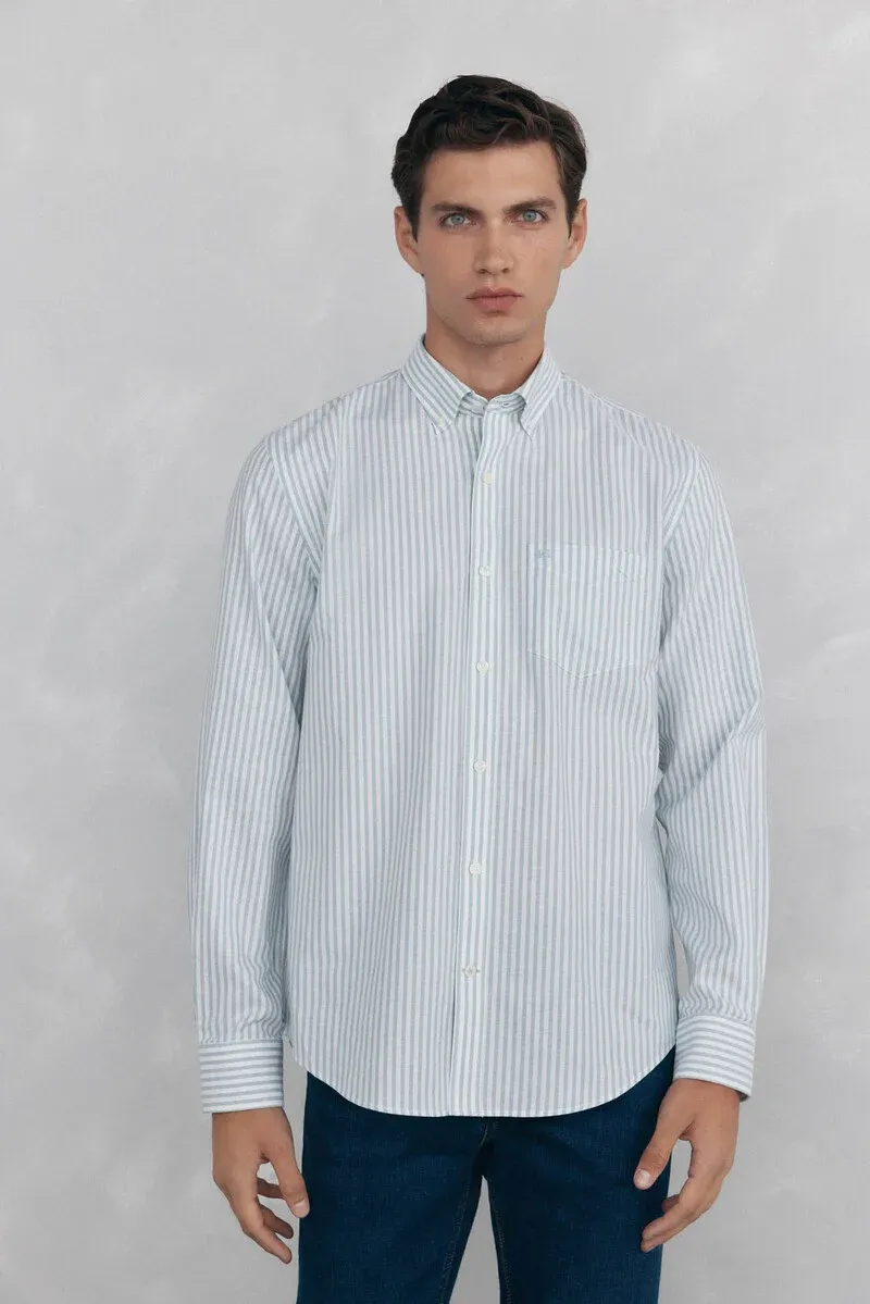Non-iron oxford striped shirt