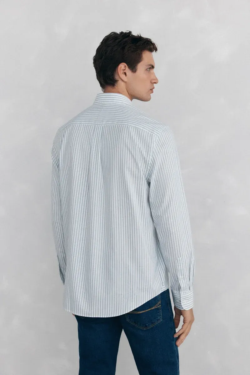 Non-iron oxford striped shirt