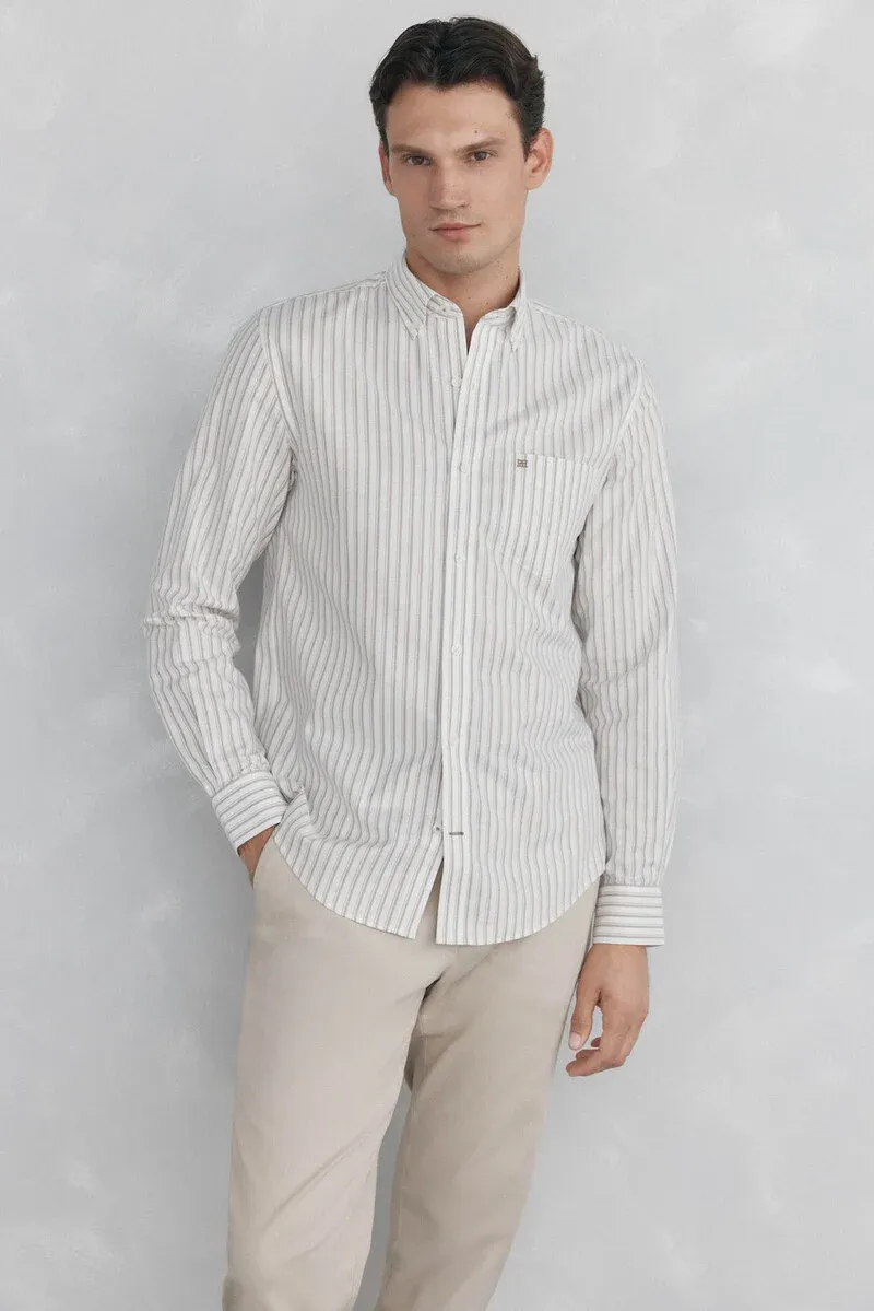 Non-iron oxford striped shirt