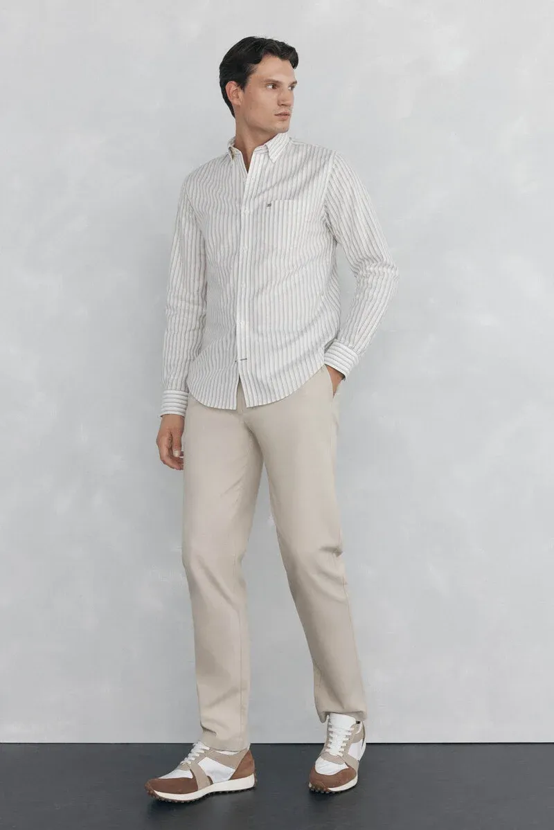 Non-iron oxford striped shirt