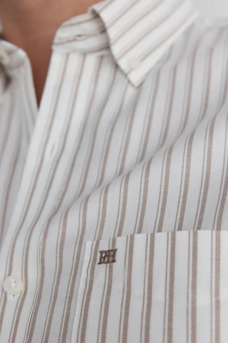 Non-iron oxford striped shirt