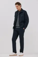 Micro-check cotton pants