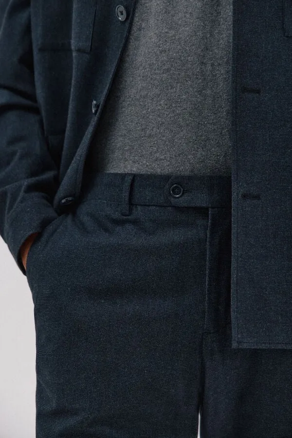 Micro-check cotton pants