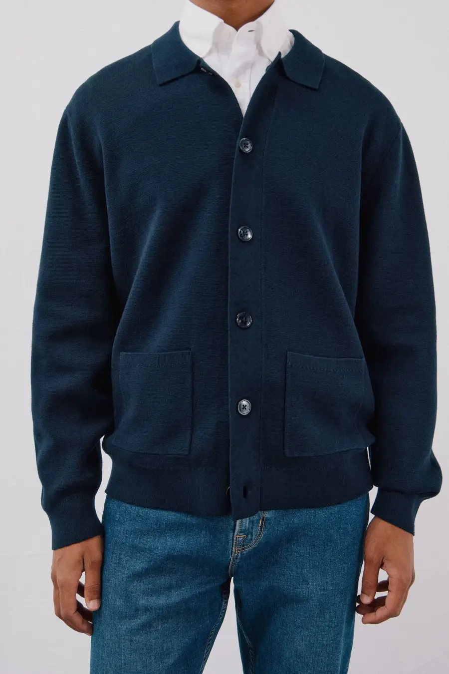 Cotton knit overshirt sweater