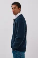 Cotton knit overshirt sweater