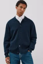 Cotton knit overshirt sweater