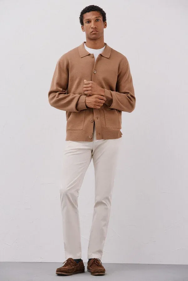 Cotton knit overshirt sweater