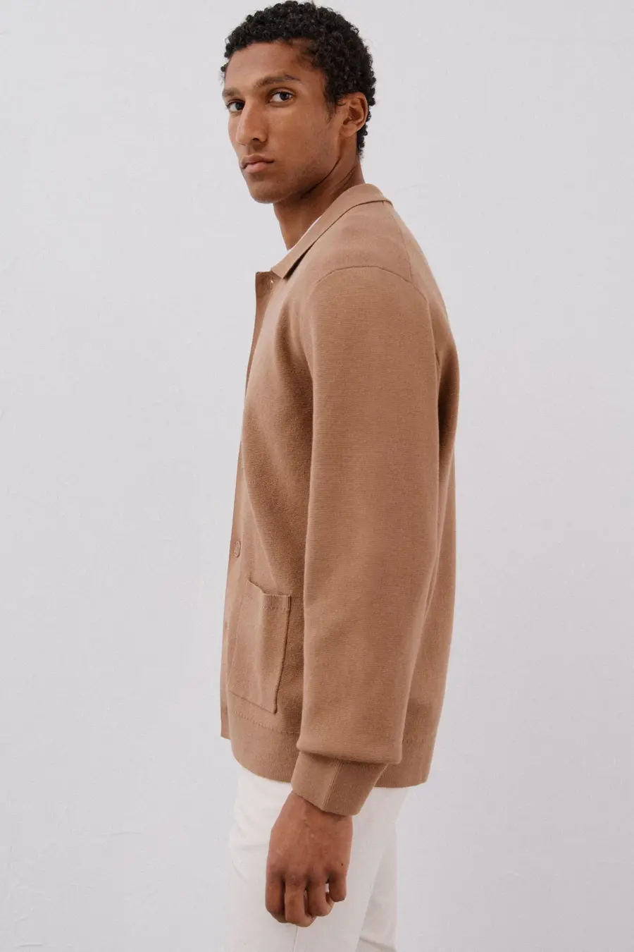 Cotton knit overshirt sweater