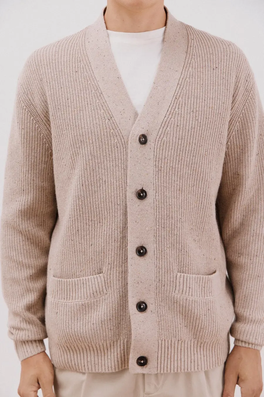 Pearl knit cotton cardigan with button closure