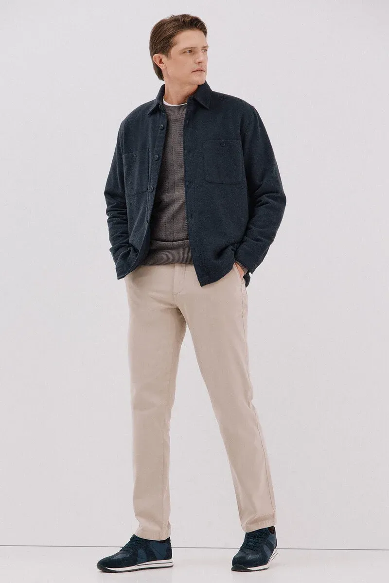 Fine cotton cable knit crew neck jersey