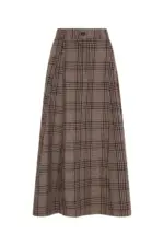 Plaid midi cape skirt