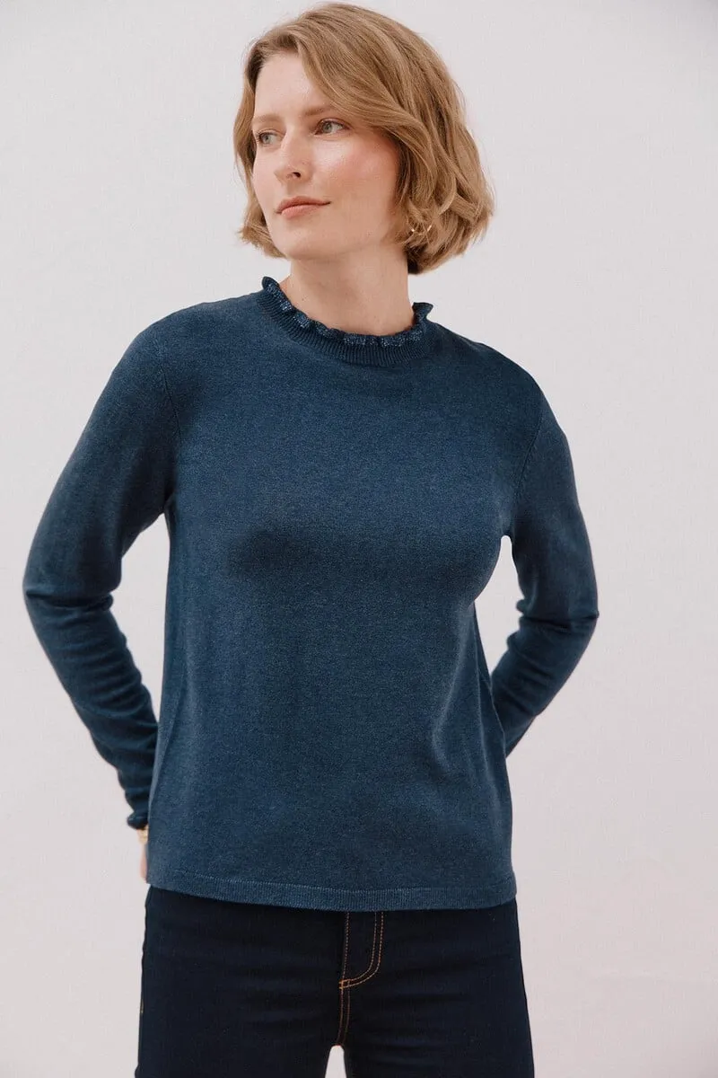 Ruffled neck sweater