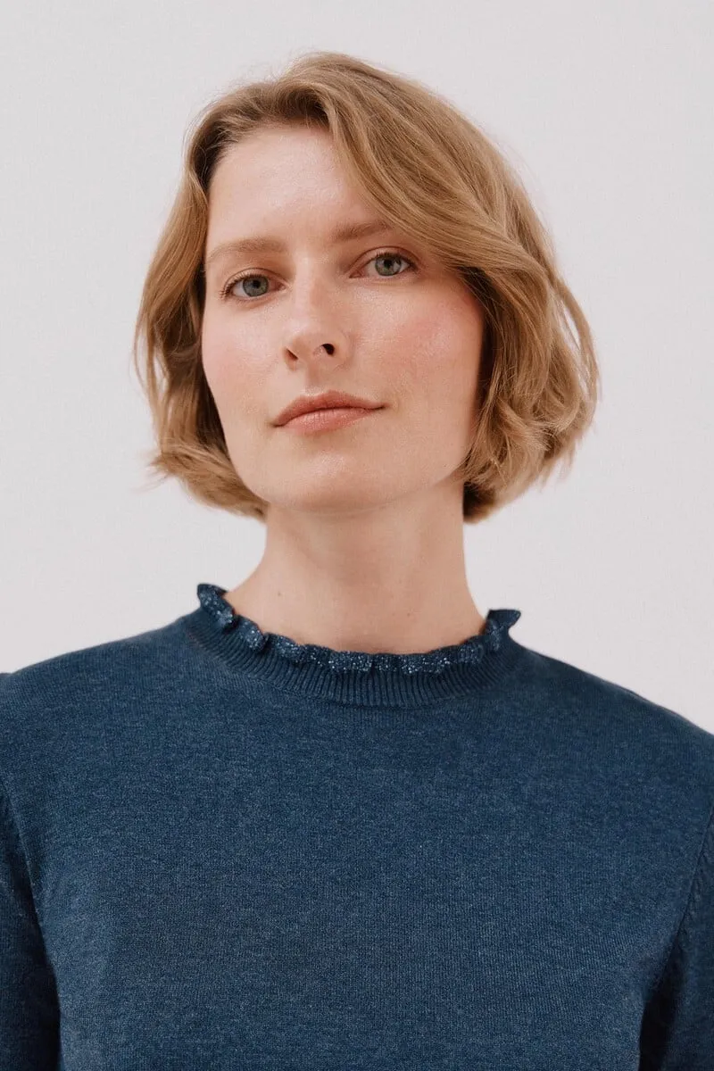 Ruffled neck sweater