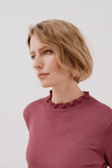 Ruffled neck sweater