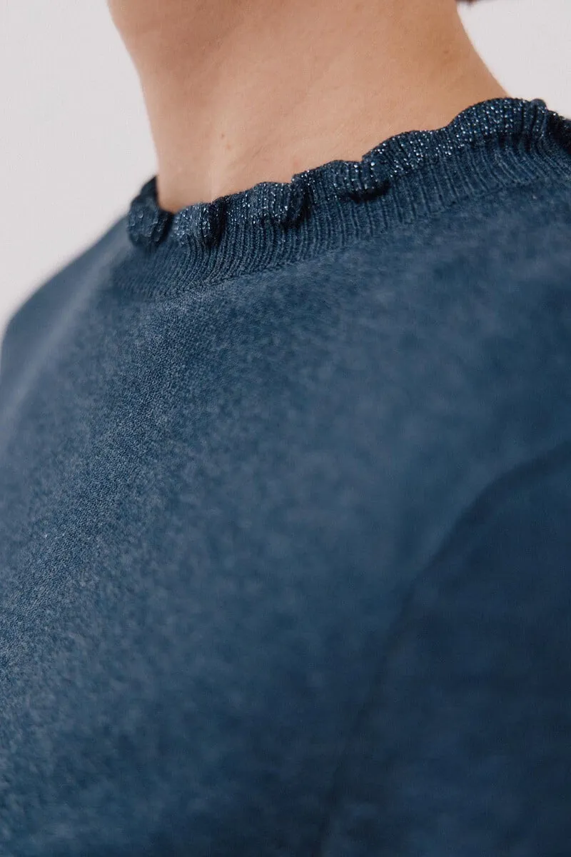Ruffled neck sweater