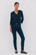 Linen-effect Mao collar T-shirt