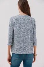 Linen-effect Mao collar T-shirt