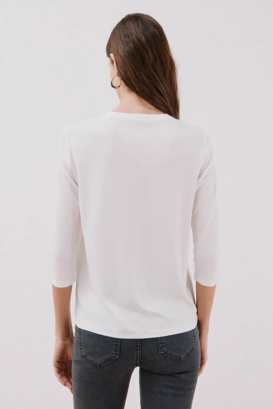 Linen-effect Mao collar T-shirt