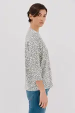 Linen-effect Mao collar T-shirt