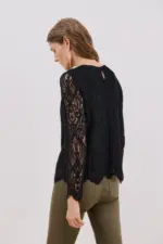 Top guipur manga larga