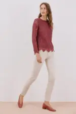 Top guipur manga larga