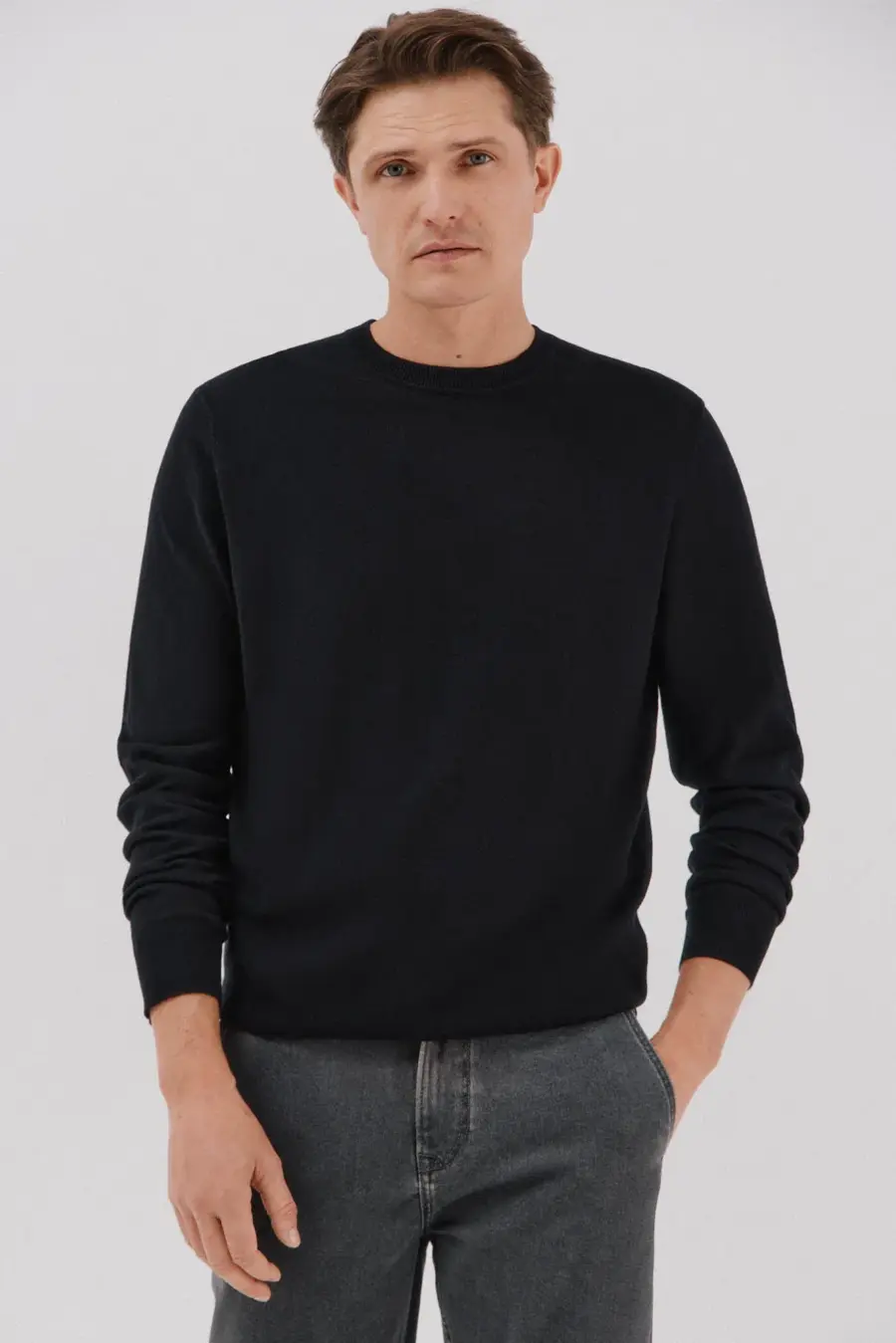 Crew neck cashmere crew neck jersey