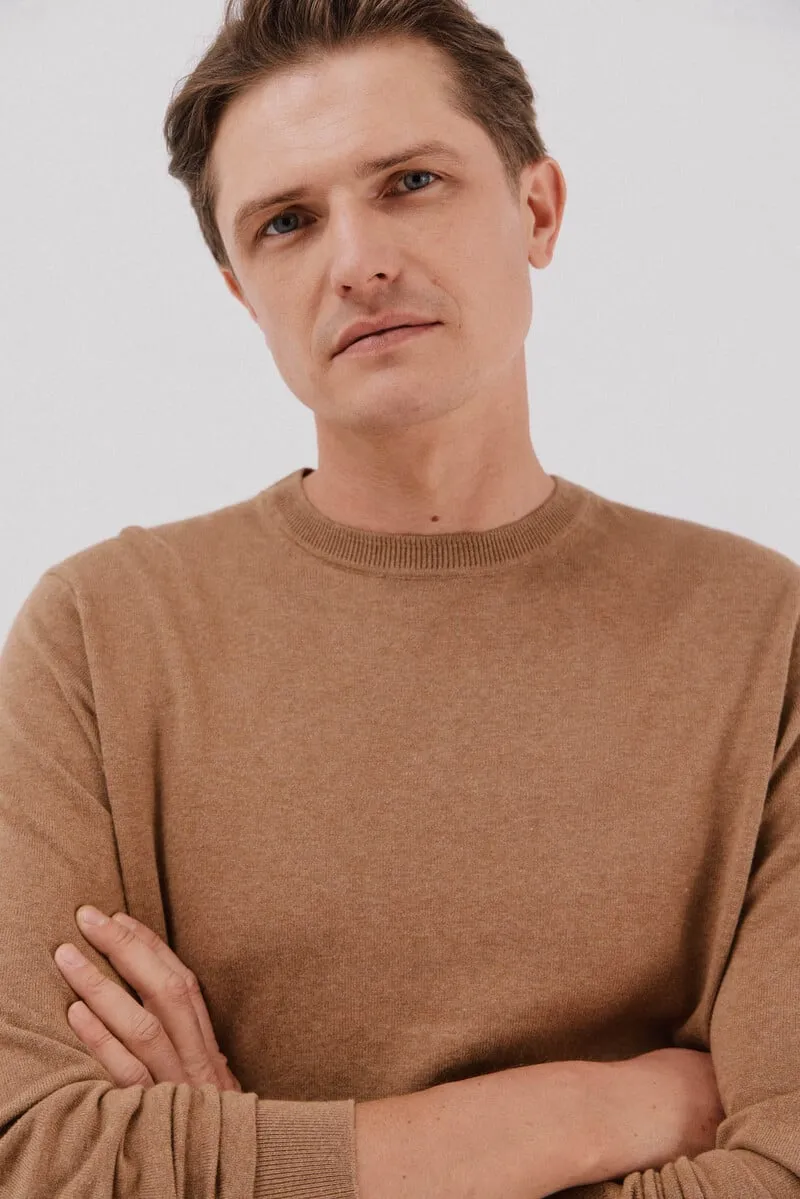 Crew neck cashmere crew neck jersey