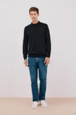 Cotton cashmere polo neck sweater
