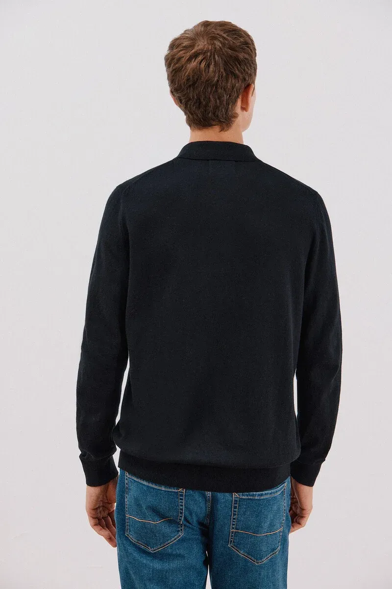 Cotton cashmere polo neck sweater