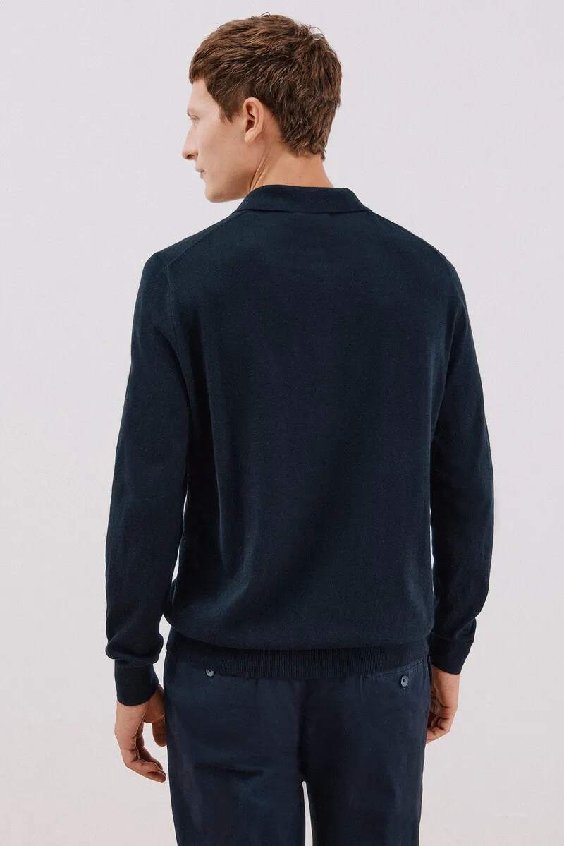Cotton cashmere polo neck sweater