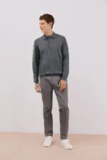 Cotton cashmere polo neck sweater