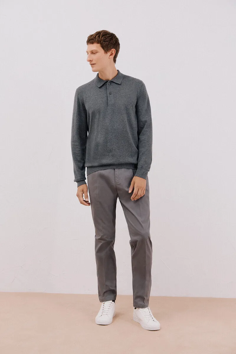 Cotton cashmere polo neck sweater