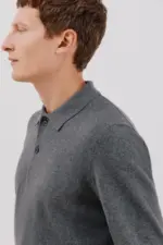 Cotton cashmere polo neck sweater