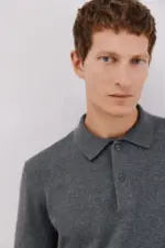 Cotton cashmere polo neck sweater