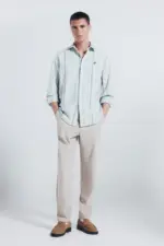 Lightweight striped oxford shirt