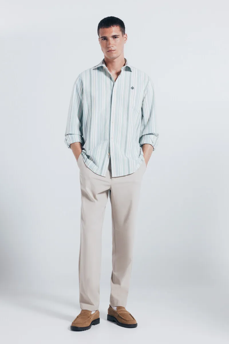 Lightweight striped oxford shirt