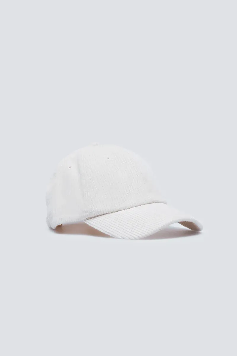 Beige corduroy baseball cap
