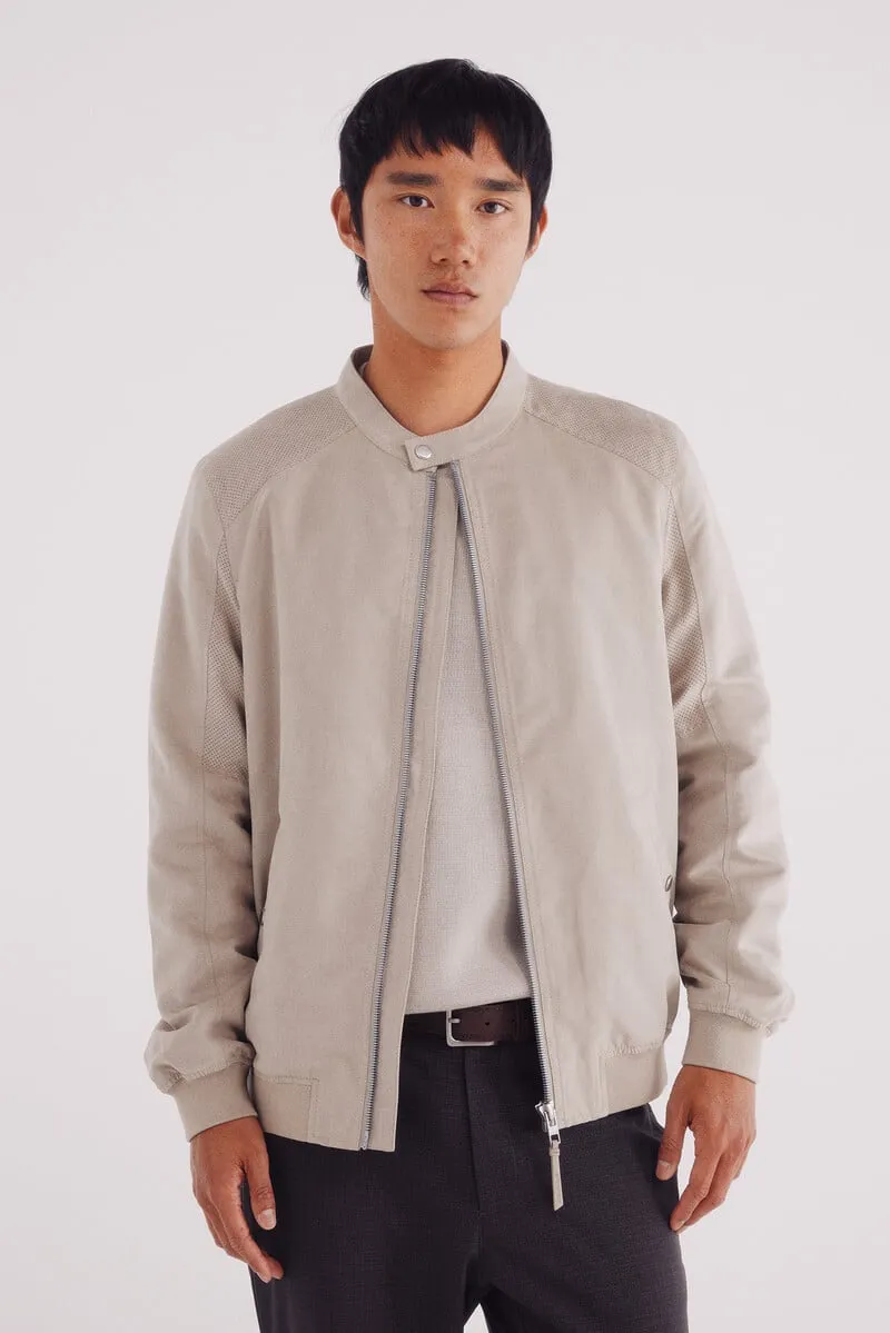 Micro-perforated suede effect jacket