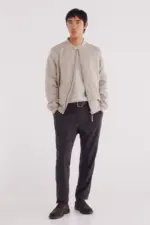 Micro-perforated suede effect jacket