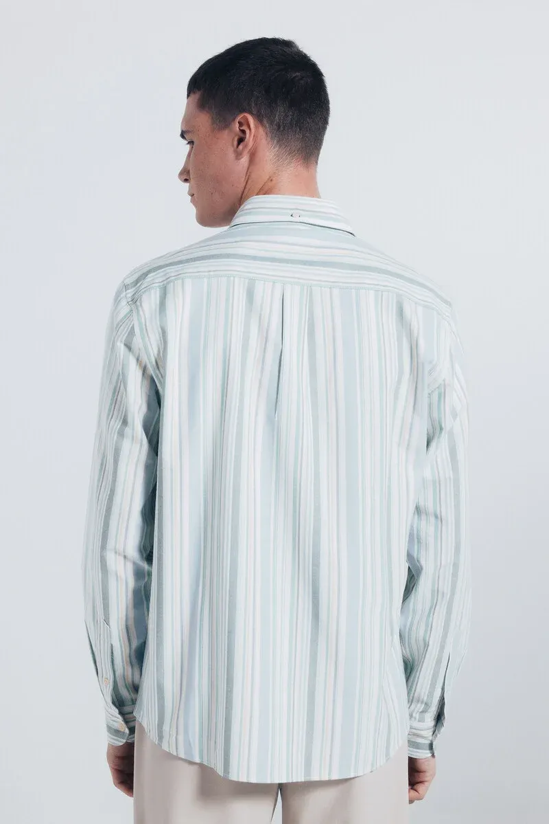 Lightweight striped oxford shirt