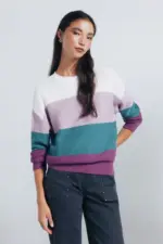 Cotton color block sweater